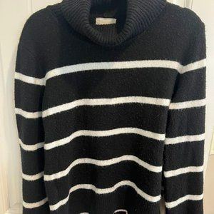 Black winter sweater with white stripes